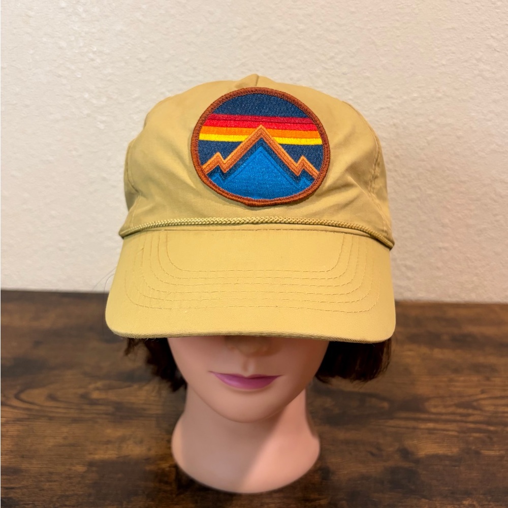 Aviator Nation Hat Cap Snap Back BrownTrucker Big Circle Logo Mountain Patch